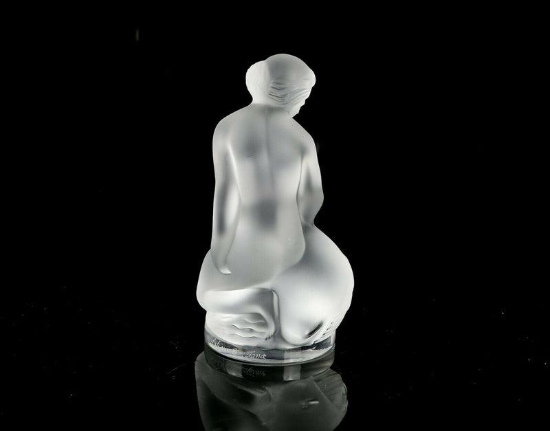 LALIQUE ® FRANCE -LEDA AND THE SWAN- FROSTED CRYSTAL GLASS FIGURE MODEL, SIGNED