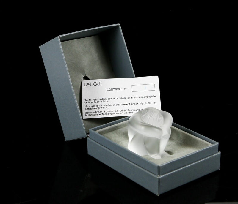 LALIQUE FRANCE -NU NABHI- FROSTED GLASS SEATED FEMALE NUDE FIGURE MODEL, BOXED