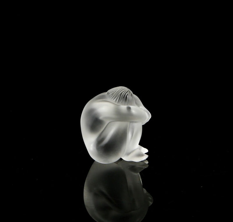 LALIQUE FRANCE -NU NABHI- FROSTED GLASS SEATED FEMALE NUDE FIGURE MODEL, BOXED