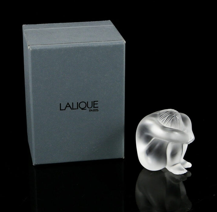 LALIQUE FRANCE -NU NABHI- FROSTED GLASS SEATED FEMALE NUDE FIGURE MODEL, BOXED