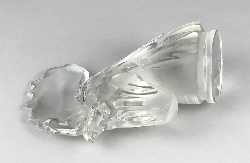 LALIQUE FRANCE 'TÊTE DE COQ' COCKS HEAD CLEAR/FROST GLASS CAR MASCOT FIGURE No. 1137