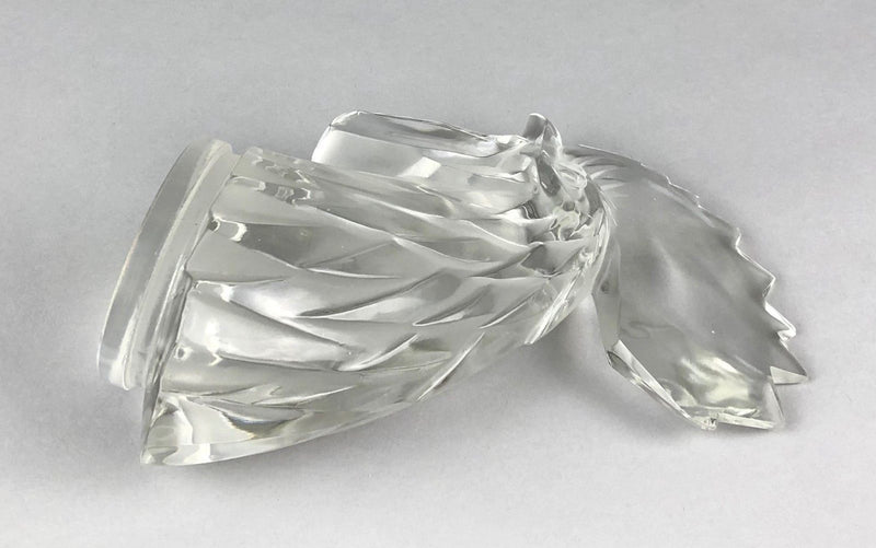 LALIQUE FRANCE 'TÊTE DE COQ' COCKS HEAD CLEAR/FROST GLASS CAR MASCOT FIGURE No. 1137