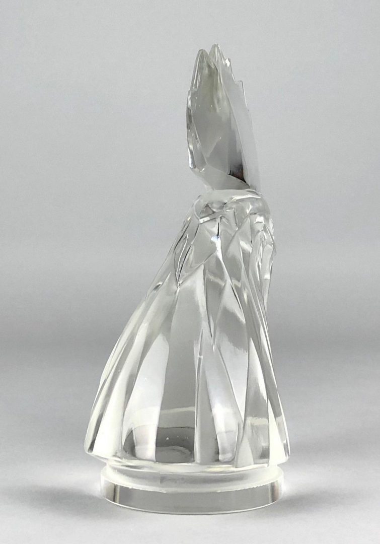LALIQUE FRANCE 'TÊTE DE COQ' COCKS HEAD CLEAR/FROST GLASS CAR MASCOT FIGURE No. 1137