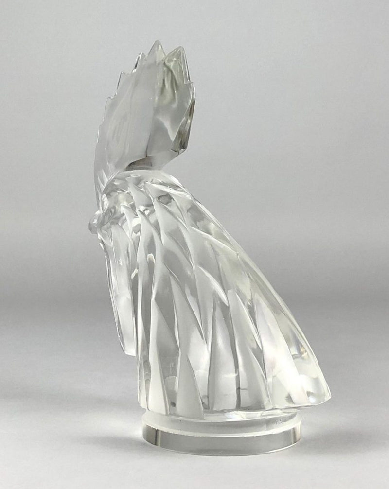 LALIQUE FRANCE 'TÊTE DE COQ' COCKS HEAD CLEAR/FROST GLASS CAR MASCOT FIGURE No. 1137