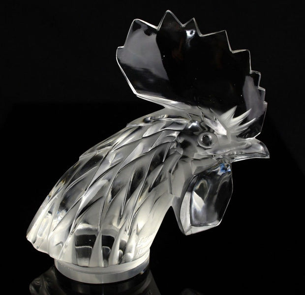 LALIQUE クリスタル 鶏 コックナン カーマスコット 置物 サイン入 LALIQUE-FRANCE-TTE-DE-COQ-