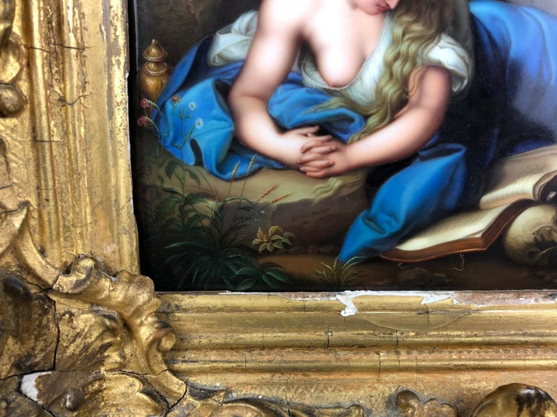 LANGHAMER, 1841 - VIENNA/BERLIN FINE PAINTED PORCELAIN PLAQUE, SIGNED &amp; H MARK