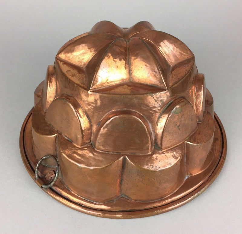 ANTIQUE VICTORIAN COPPER CIRCULAR FLUTED JELLY MOULD