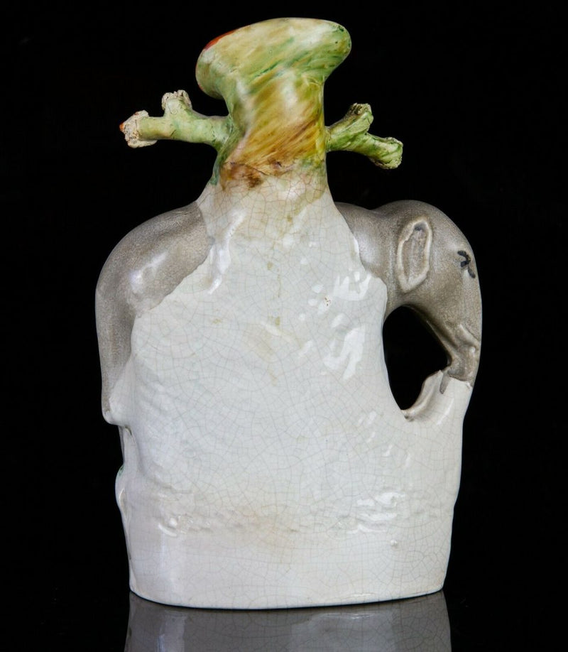 19th CENTURY STAFFORDSHIRE ELEPHANT &amp; TREE SPILL VASE FIGURE MODEL
