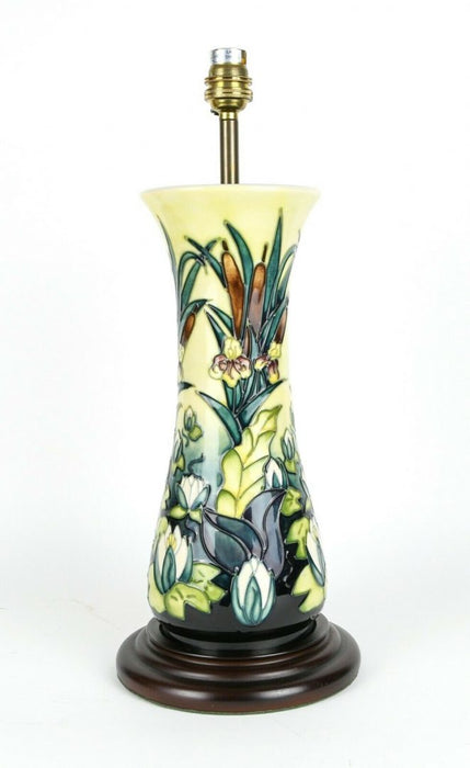 MOORCROFT POTTERY -LAMIA- WATER LILIES BULLRUSHES FLORAL FLOWER LAMP VASE