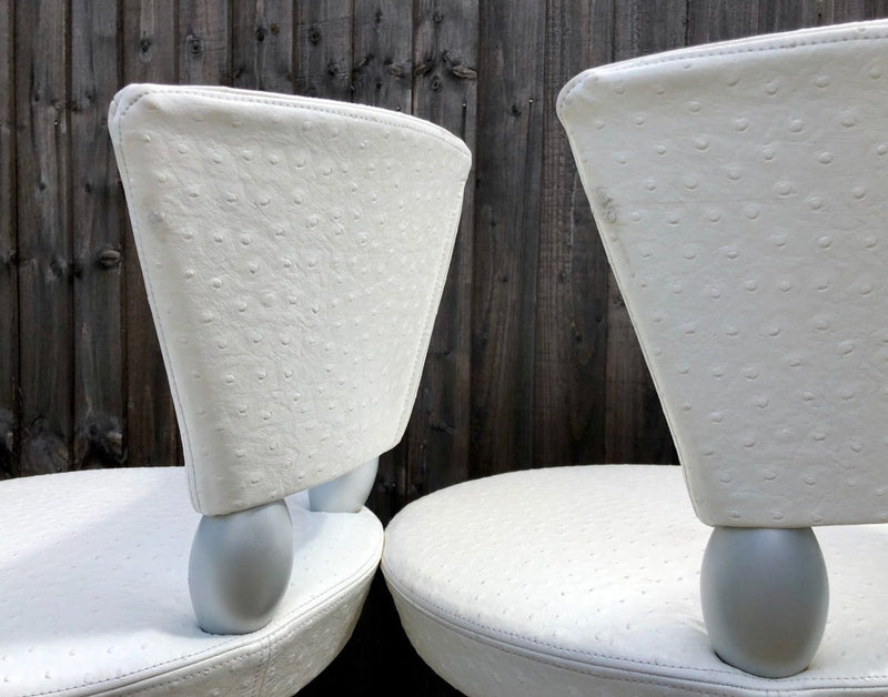 LEON KRIER for GIORGETTI, SET OF SIX DESIGNER OSTRICH LEATHER 'TAURUS' BAR STOOLS