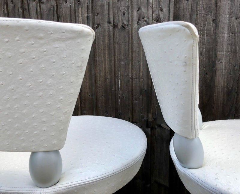LEON KRIER for GIORGETTI, SET OF SIX DESIGNER OSTRICH LEATHER 'TAURUS' BAR STOOLS
