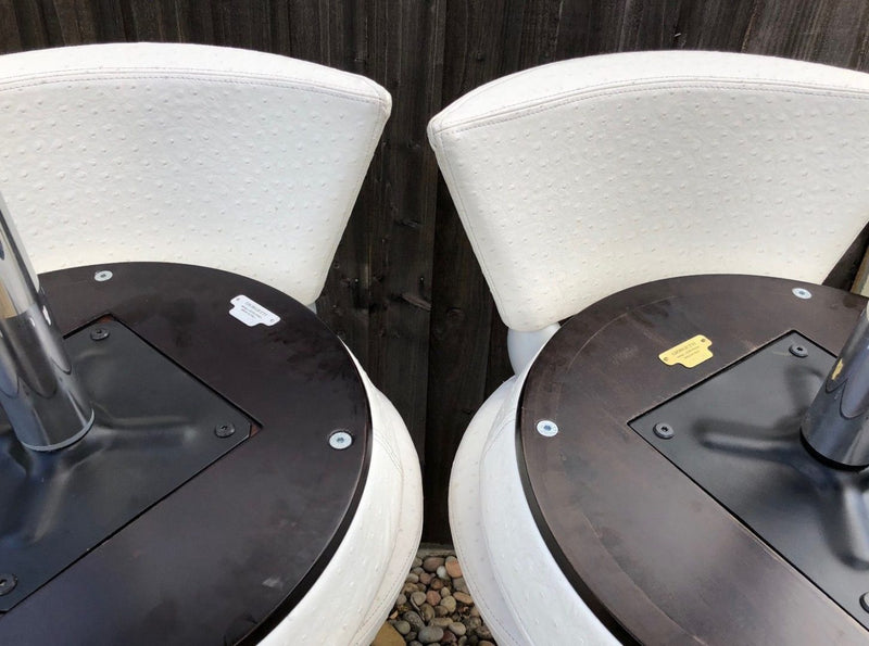 LEON KRIER for GIORGETTI, SET OF SIX DESIGNER OSTRICH LEATHER 'TAURUS' BAR STOOLS
