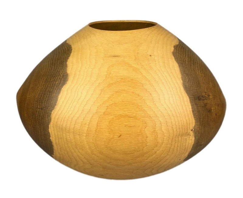 LIAM FLYNN, 2003 - HAND TURNED OAK GLOBULAR VASE VESSEL, SIGNED