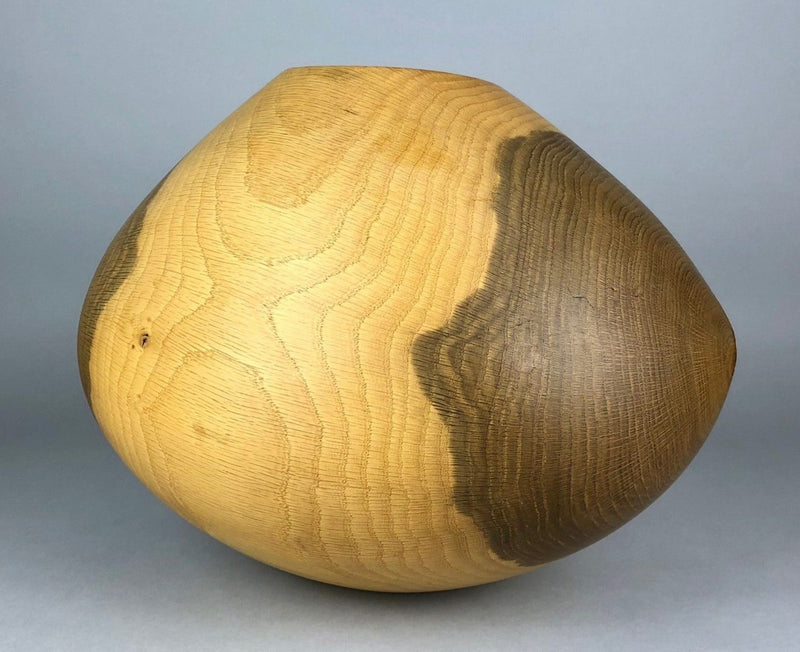 LIAM FLYNN, 2003 - HAND TURNED OAK GLOBULAR VASE VESSEL, SIGNED