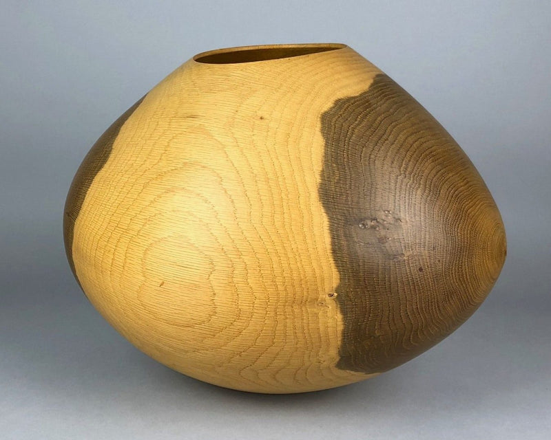 LIAM FLYNN, 2003 - HAND TURNED OAK GLOBULAR VASE VESSEL, SIGNED