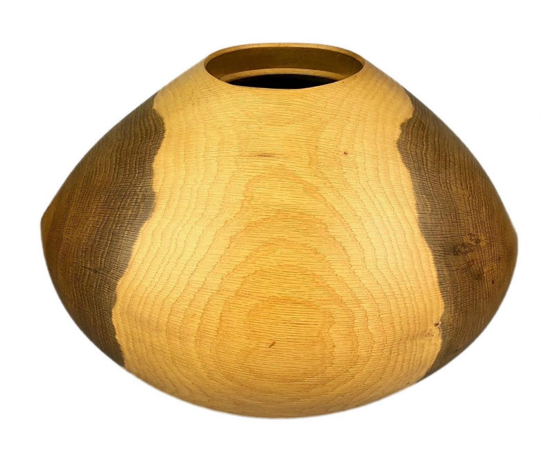 LIAM FLYNN, 2003 - HAND TURNED OAK GLOBULAR VASE VESSEL, SIGNED
