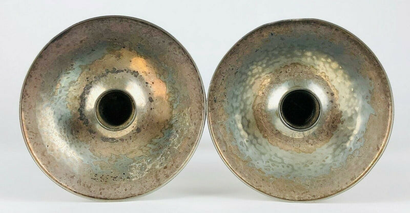 LIBERTY &amp; Co. - LARGE PAIR OF ART NOUVEAU TUDRIC PLATED PEWTER CANDLESTICKS No. 01223