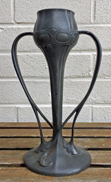 ARCHIBALD KNOX for LIBERTY &amp; Co. - TUDRIC PEWTER TWIN HANDLED TULIP VASE 029