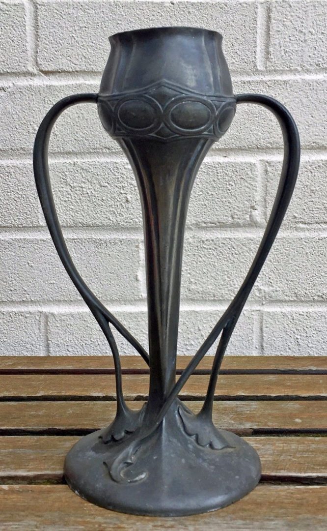 ARCHIBALD KNOX for LIBERTY &amp; Co. - TUDRIC PEWTER TWIN HANDLED TULIP VASE 029