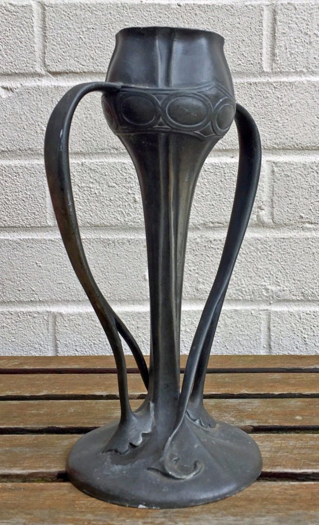 ARCHIBALD KNOX for LIBERTY &amp; Co. - TUDRIC PEWTER TWIN HANDLED TULIP VASE 029