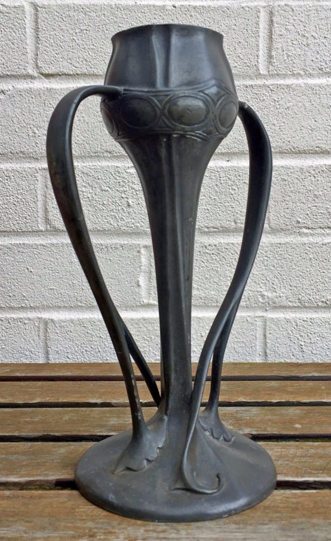 ARCHIBALD KNOX for LIBERTY &amp; Co. - TUDRIC PEWTER TWIN HANDLED TULIP VASE 029