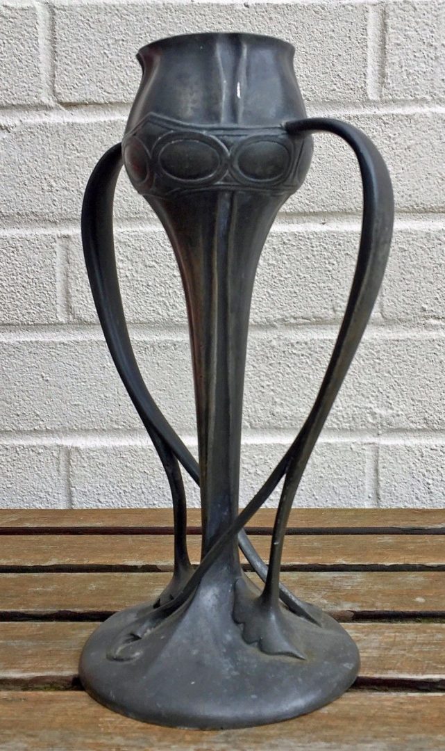 ARCHIBALD KNOX for LIBERTY &amp; Co. - TUDRIC PEWTER TWIN HANDLED TULIP VASE 029