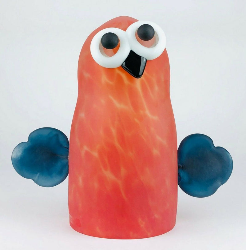 LORANTO - C20th RED/BLACK COLOURED STUDIO ART GLASS OWL BIRD FIGURE MODEL