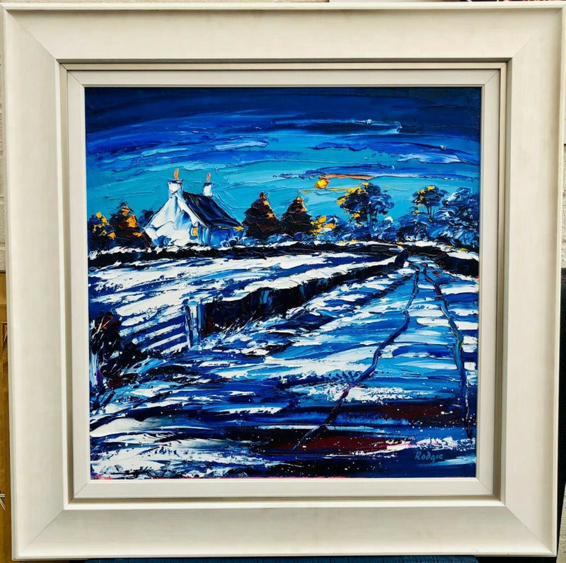 LYNN RODGIE (BRITISH, C20th) -WINTER SUN- SNOWY LANDSCAPE, OIL ON CANVAS, SIGNED