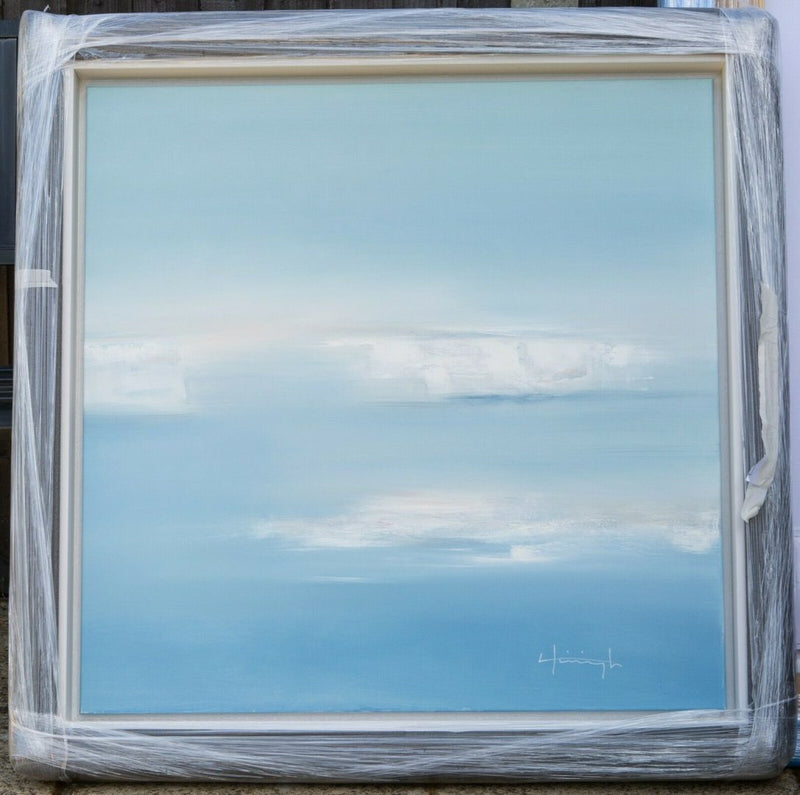 LYNNE TIMMINGTON (BRITISH, C20th) -ILLUSIONS- COASTAL LANDSCAPE, ORIGINAL OIL ON CANVAS, SIGNED