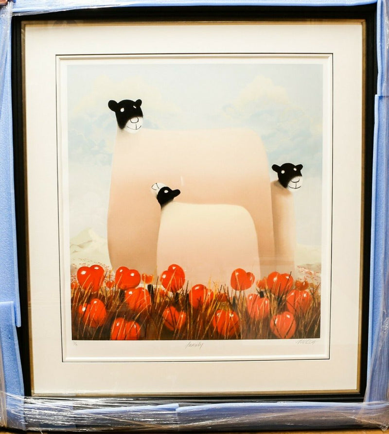 MACKENZIE THORPE (BRITISH, b.1956) -FAMILY- LIMITED EDITION SHEEP HERD PRINT & COA