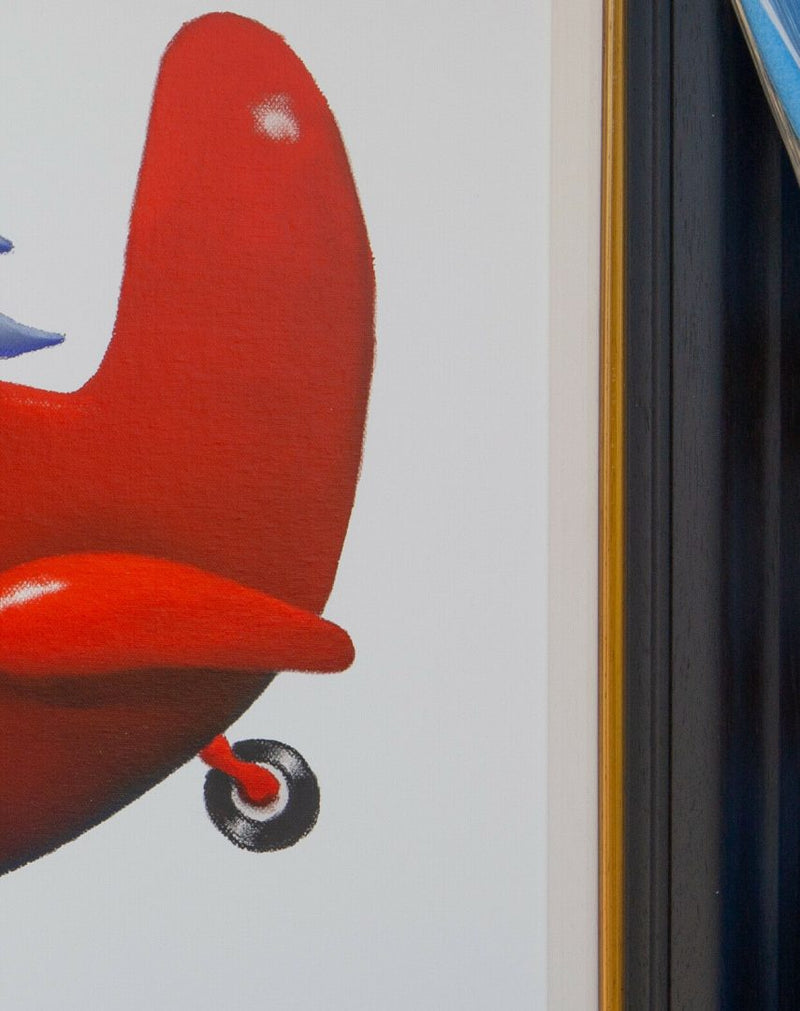 MACKENZIE THORPE (BRITISH, b.1956) -BIG RED- LARGE LIMITED EDITION MIXED MEDIA PRINT & COA