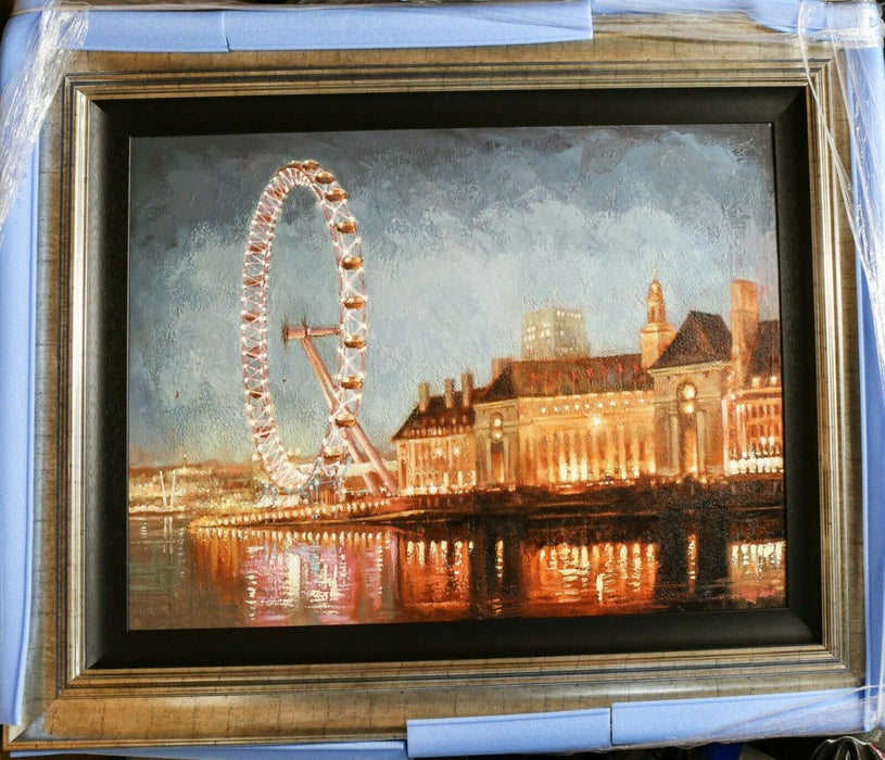 MARK SPAIN (BRITISH, C20th) -THE LONDON EYE- LARGE ORIGINAL OIL ON CANVAS, SIGNED