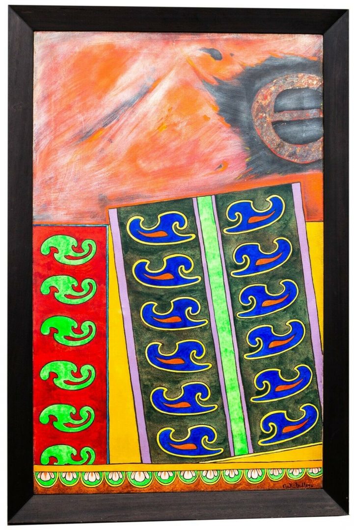MARTIN BRADLEY (BRITISH, b.1931) -MODE OF MUSIC CHANGES- ACRYLIC ON CANVAS, SIGNED