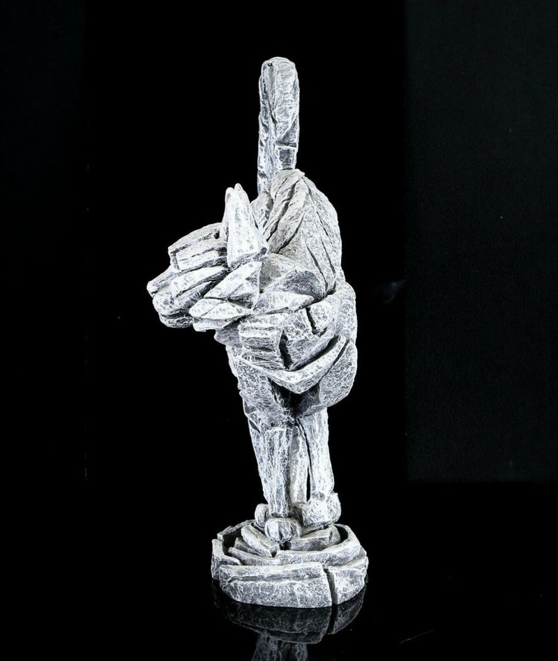 MATT BUCKLEY (BRITISH, C20th) -WHITE CAT- MARBLE &amp; RESIN EDGE SCULPTURE FIGURE