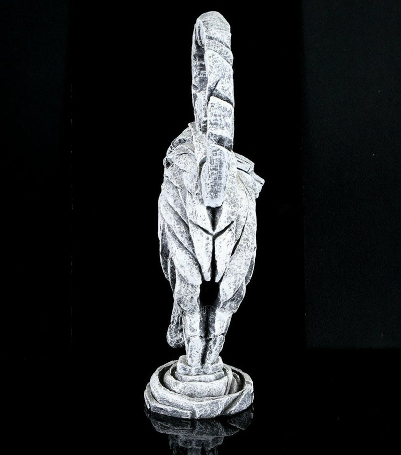 MATT BUCKLEY (BRITISH, C20th) -WHITE CAT- MARBLE &amp; RESIN EDGE SCULPTURE FIGURE