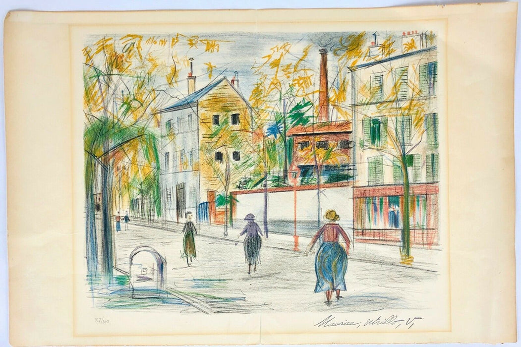 MAURICE UTRILLO (FRENCH, 1883-1955) STREET SCENE, LIMITED EDITION AQUATINT PRINT, SIGNED