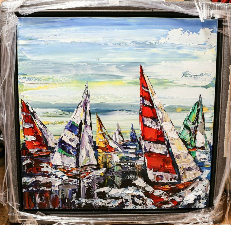 MAYA EVENTOV (RUSSIAN, b.1964) -RACE DAY REGATTA IV- OIL ON CANVAS
