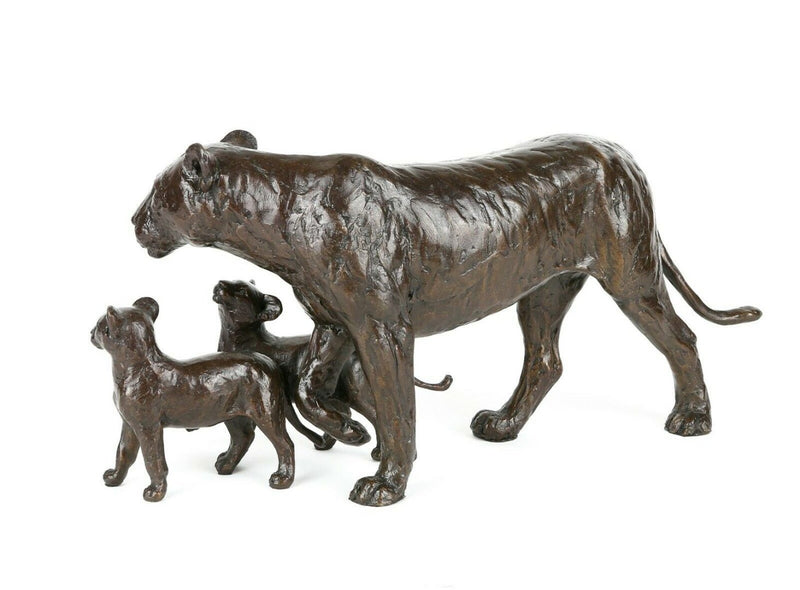 MICHAEL SIMPSON (BRITISH, C20th) -CUB SCOUTS- LIMITED EDITION LIONESS BRONZE SCULPTURE