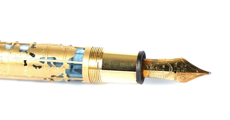 MONTBLANC 'JOHN HARRISON' LIMITED EDITION 18K GOLD &amp; DIAMOND SKELETON FOUNTAIN PEN