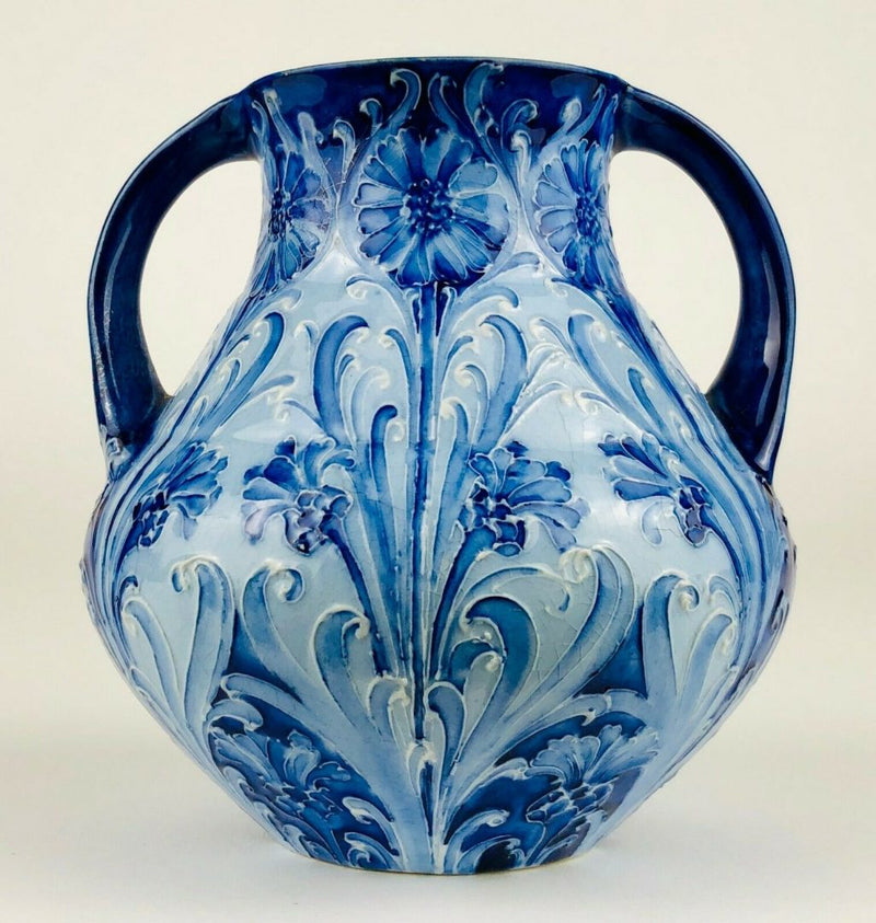 MOORCROFT, MACINTYRE &amp; Co 'CORNFLOWER' FLORIAN WARE TWIN-HANDLED VASE