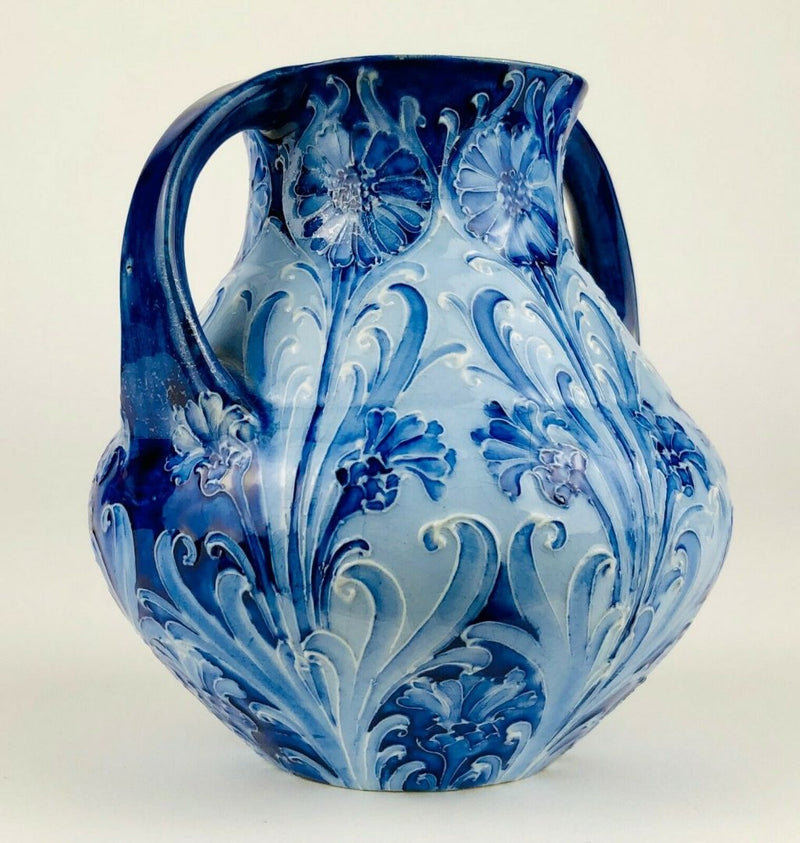 MOORCROFT, MACINTYRE &amp; Co 'CORNFLOWER' FLORIAN WARE TWIN-HANDLED VASE