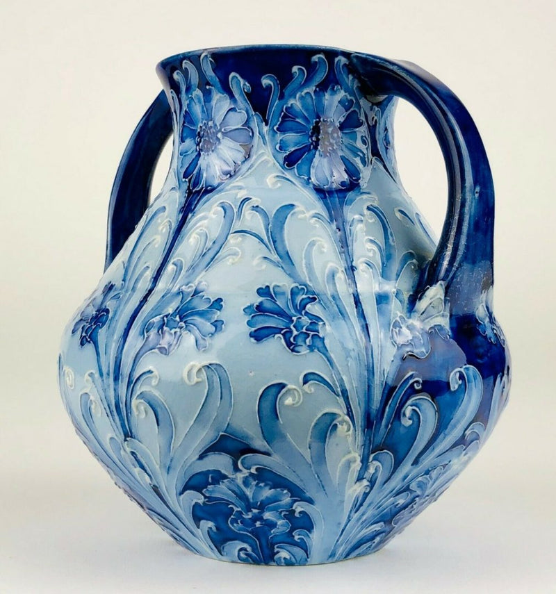 MOORCROFT, MACINTYRE &amp; Co 'CORNFLOWER' FLORIAN WARE TWIN-HANDLED VASE
