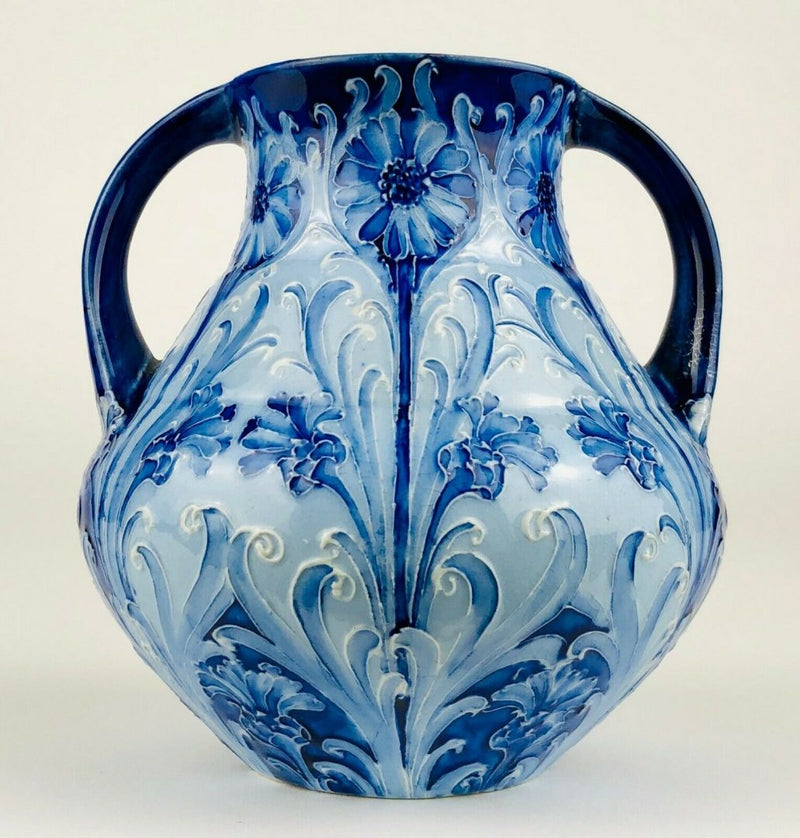 MOORCROFT, MACINTYRE &amp; Co 'CORNFLOWER' FLORIAN WARE TWIN-HANDLED VASE
