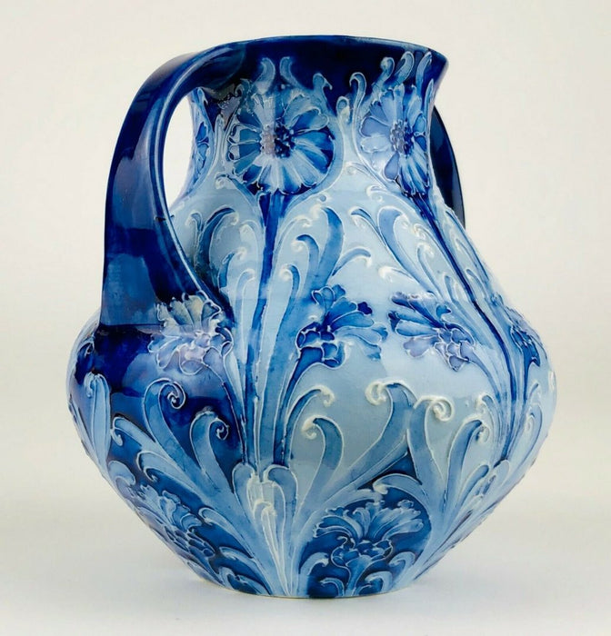 MOORCROFT, MACINTYRE &amp; Co 'CORNFLOWER' FLORIAN WARE TWIN-HANDLED VASE