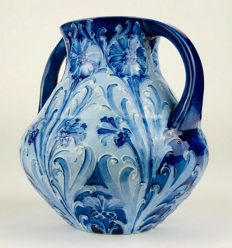 MOORCROFT, MACINTYRE &amp; Co 'CORNFLOWER' FLORIAN WARE TWIN-HANDLED VASE