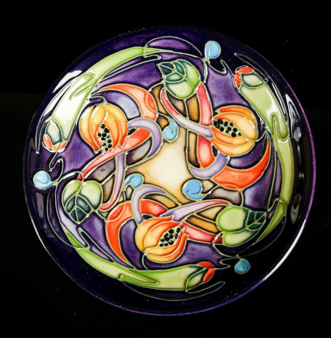 Moorcroft Pottery -Celtic Web- 2002 Emma Bossons Floral Flower Pin Dish ...