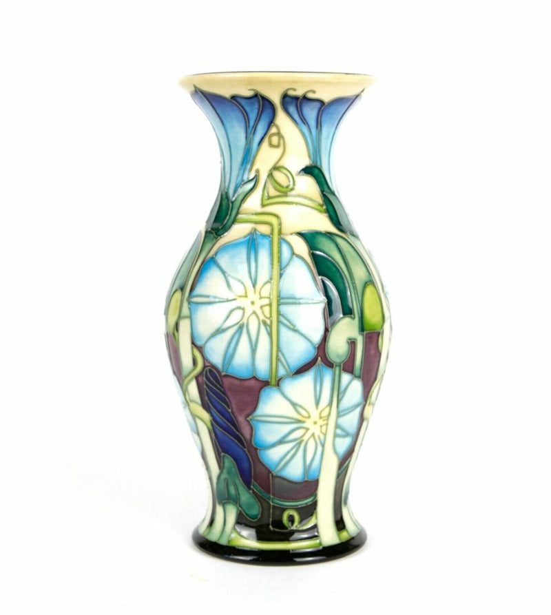 MOORCROFT POTTERY -ENTWINED- 2007 EMMA BOSSONS FLORAL BALUSTER VASE, BOXED