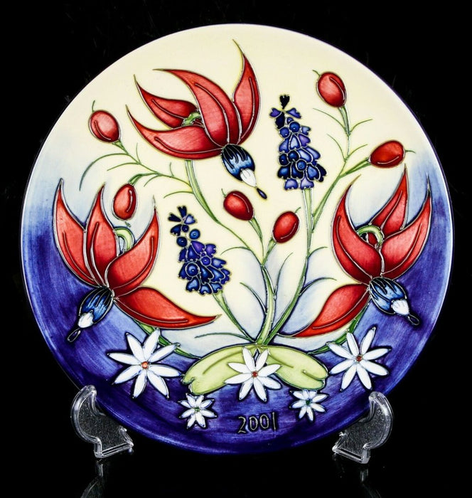 MOORCROFT POTTERY -HIBISCUS- 2001 NICOLA SLANEY LIMITED EDITION PLATE CHARGER