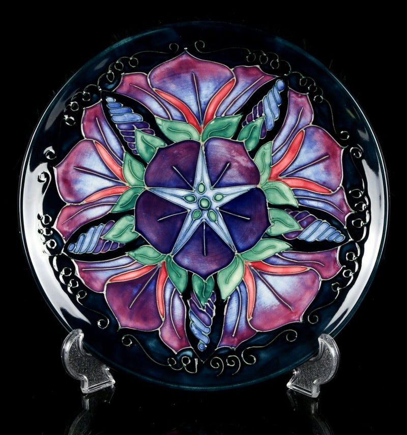 MOORCROFT POTTERY -MORNING GLORY- 1996 LIMITED EDITION FLOWER PLATE CHARGER