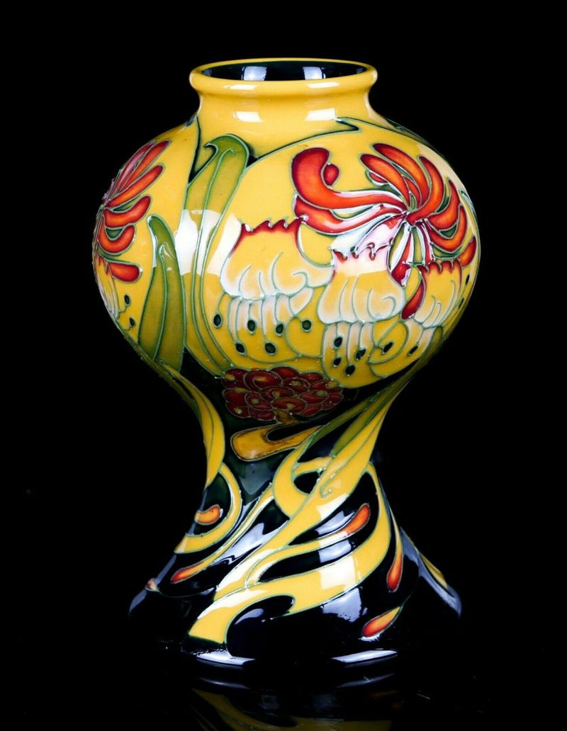 MOORCROFT POTTERY -MUSTARD HONEYSUCKLE HAZE- EMMA BOSSONS 2008 FLORAL FLOWER VASE
